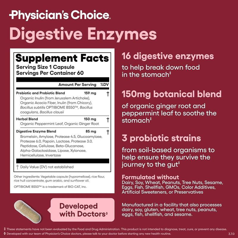Physician'S Choice Digestive Enzymes - Bloating & Mealtime Discomfort Support with Probiotics + Prebiotics for Digestion & Gut Health