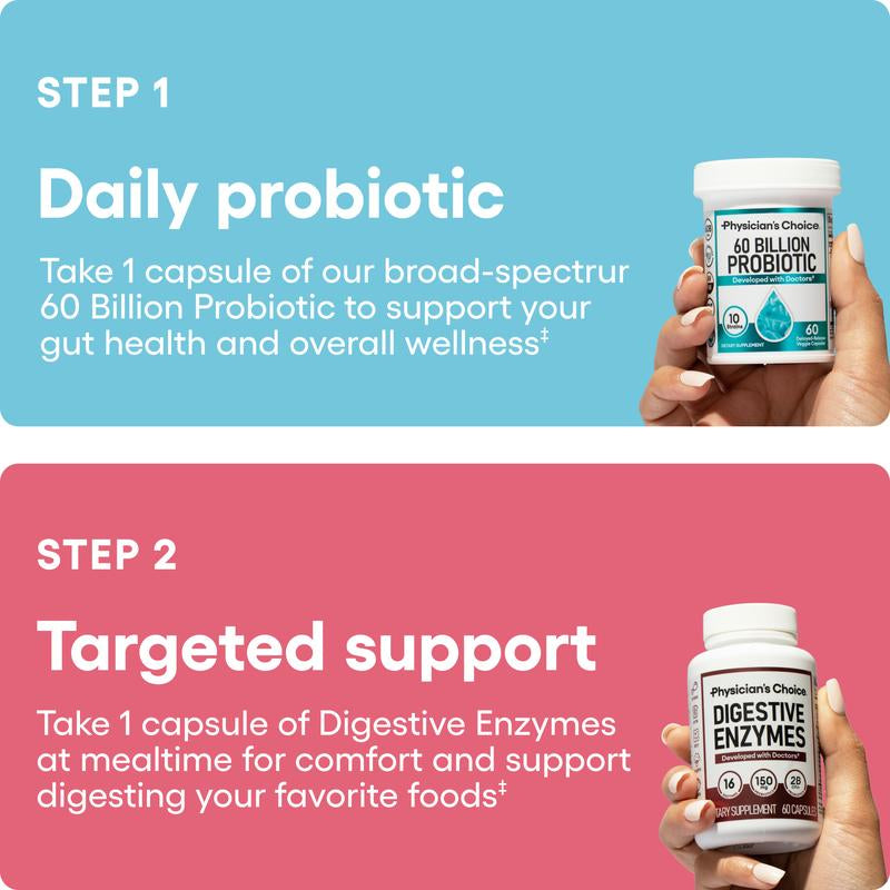 Physician'S Choice Hack Your Tummy Bundle: Bloating, Digestion & Immune Support for Men & Women with Digestive Enzymes & 60 Billion Probiotic