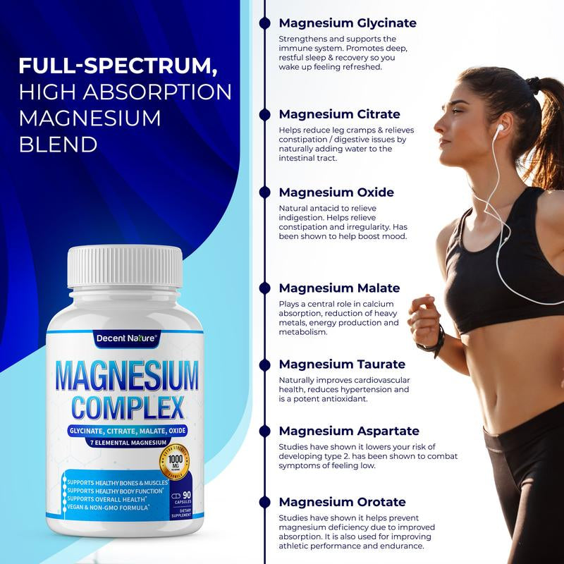 Magnesium Complex 1000Mg Made with 7 Elemental Magnesium 90 Capsules