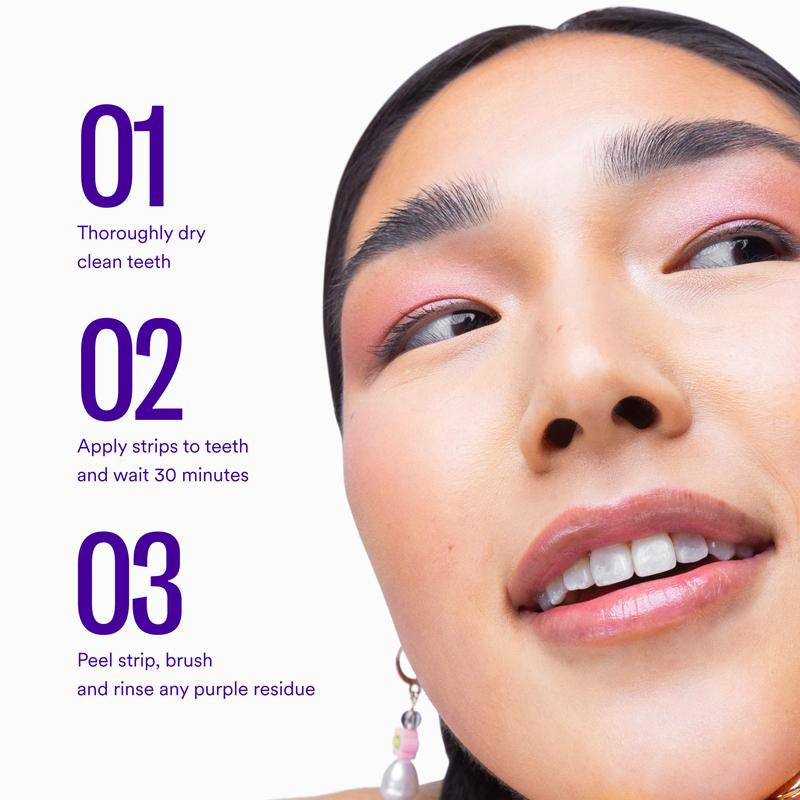 Hismile V34 Whitening Strips, Teeth Whitening Strips, Purple Tooth Whitening, Tooth Stain Treatment, Combining Whitening and Colour Correction