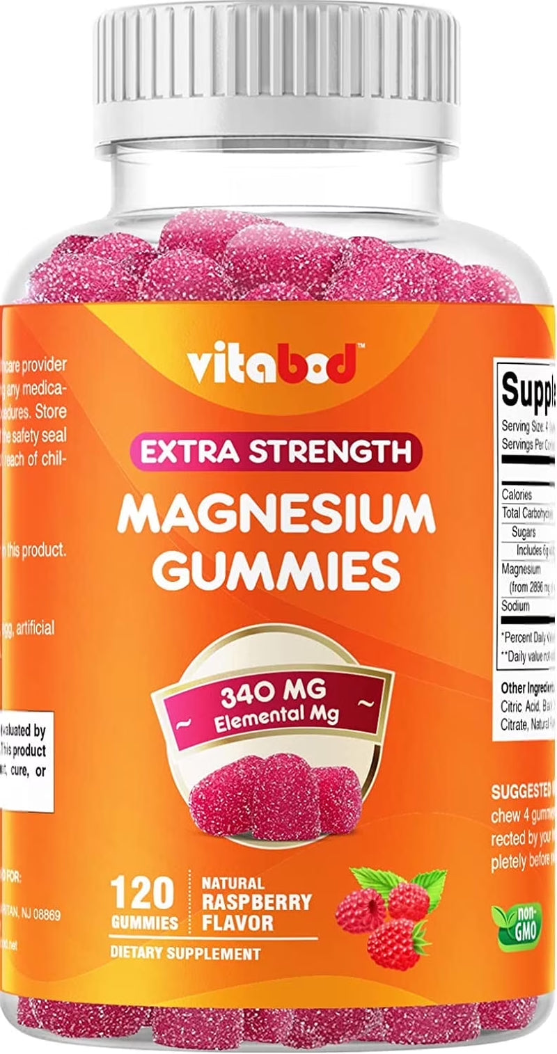 Extra Strength Magnesium Gummies, Supports Nerve Health, Bone Health, Muscle Health - 120 Gummies