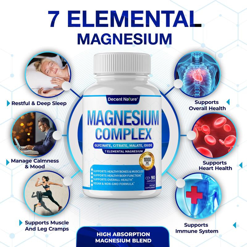 Magnesium Complex 1000Mg Made with 7 Elemental Magnesium 90 Capsules