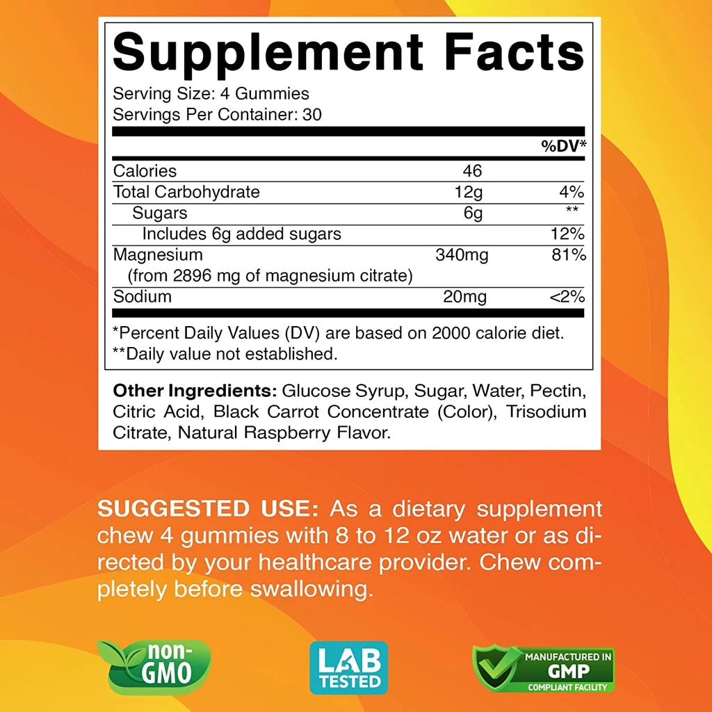 Extra Strength Magnesium Gummies, Supports Nerve Health, Bone Health, Muscle Health - 120 Gummies